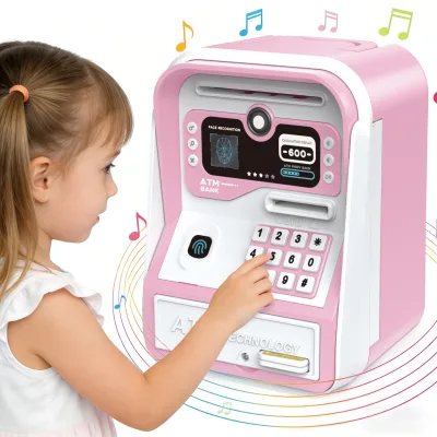 Mini ATM Piggy Bank with Card and Pin Code Children Savings Money Smart ATM Bank Machine Toys for Kids