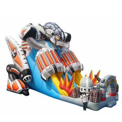 Kids Commercial Inflatable Bouncer Slide 32ft Air Bot Giant Inflatable Robot Slide for Rental