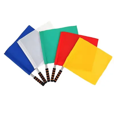 Wholesale 45cm Flagpole 36*32cm Flag Colorful Professional Football Soccer Referee Flags for Game and Training