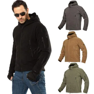 Unisex Warm Sport Fleece Hoodie Jacket Fall Winter Soft Polar Fleece Reversible Plus Size Zipper Stand Collar