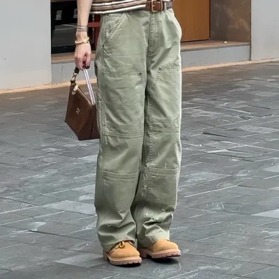Streetwear baggy trousers Custom cargo pants women Spray Paint Distressed Women's Pants ladies Pants for women