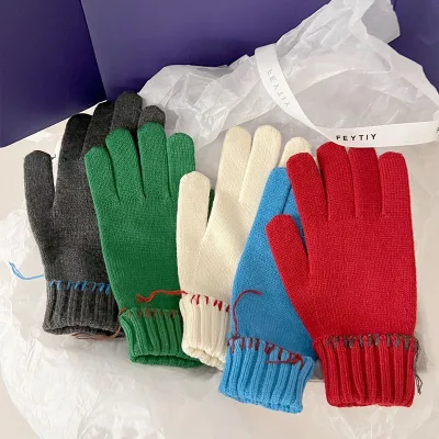 2025 Autumn Winter Women's Retro Windproof Cycling Knitted Gloves Custom Daily Pure Color Hand Warmer Gloves