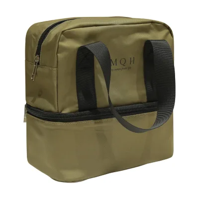 Double Layer Insulated Lunch Bag Split Compartment Thermal Hand Bento Bag for Office Worker Daily Commute