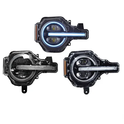 2024 for Bronco Headlight Assembly LED Projector Retrofit with RGB Color-Changing Daytime Running Lights 12V OLIVER Fitment