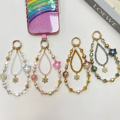 Crystal Phone Chain Beaded DIY High-Quality Handbag Bracelet Keychains Wrist Beaded Phone Strap for Women