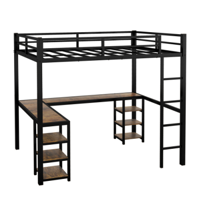 Modern Apartment Adult Loft Bed with Thickened Steel Frame Adjustable Bed Frame Durable Design