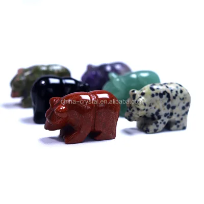 Crystals Wholesale Bulk Natural Stone Hand Carved Bear Crystal Crafts Souvenir Quartz Healing Crystals