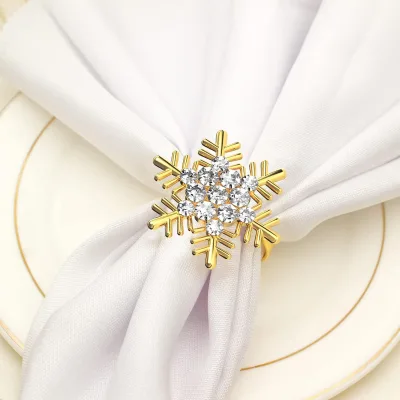 Gold Snowflake Napkin Rings Sparkly Round Metal Napkin Holder Stocked Napkin Holder Weddings Banquets Festivals Home Restaurants