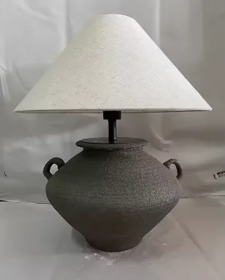 Black Wabisabi Luxury Japanese Antique Style High Quality Ceramic Lamp with Lampshade for Home Decor with Two Ears