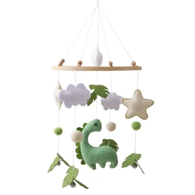 Handmade Scandinavian Baby Animal Woodland Wood Crib Felt Nursery Baby Mobile