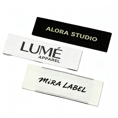 Custom Washable Cloth Woven Clothing Labels with Silk Screen Printing Square/Rectangle Shapes for Garment Shoes & Bags