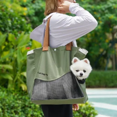 Pet Travel Bag 600D Outdoor Crossbody Cat Bag Small Open-Head Single Shoulder Portable Non-Foldable Universal
