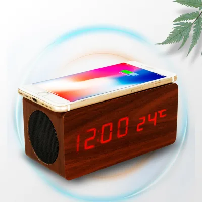 Children Alarm Clock Bluetooth Speaker Clock with Wireless Charger