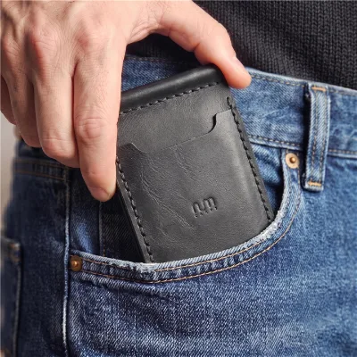 Handmade Leather Money Clip Wallet, Personalized Wallet, Slim 4 Card Slot Cardholder