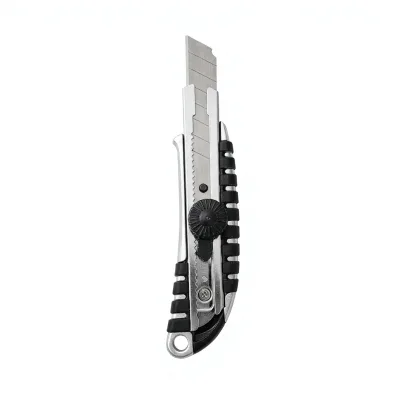 18mm Heavy Duty Snap Off Utility Knife Retractable Box Cutter Metal Handle Self Locking Wallpaper Knife Rubber Grip