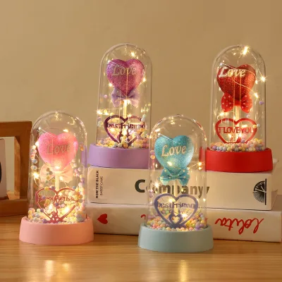 Linda New Love Lover Gift Acrylic Cover Couple Luminous Desktop Ornament Creative Eternal Flower Decoration