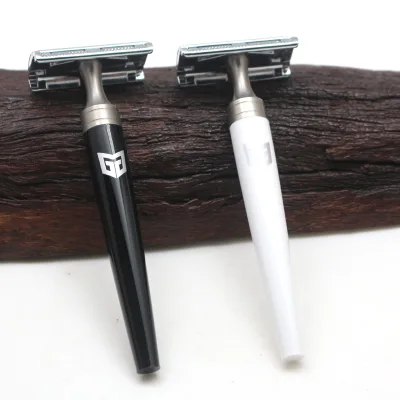 Private Label Black White Acrylic Handle Safety Razor Reusable Shaving Razors