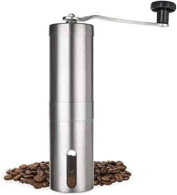 Stainless Steel Hand Coffee Grinder, Portable Conical Coffee Bean Grinder, Camping, Travel Espresso Hand Grinder with Hand Crank