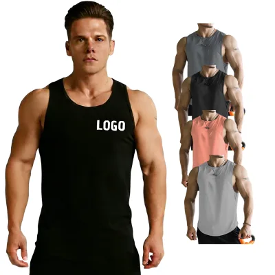 Men's Polyester/Cotton Solid Print Quick Dry Breathable Anti-Pilling Eco-Friendly Workout Tank Top for Fitness