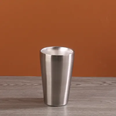 Wholesale SUS304 Stainless Steel Double Layer Drinking Cup Stackable Metal Beer Tumbler Custom Logo for Catering Hotel Use