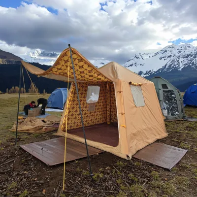 FR Hot Sell 5sqm Arabian Desert Inflatable Tent Straight Bracing Type Oxford One Bedroom Air Tent 600D Inflatable pop up Tent