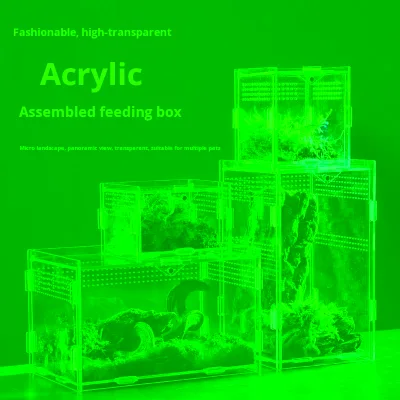 Stackable Crystal Clear Acrylic Gecko Terrarium Comfortable Reptile Enclosure With Box Packing Reptile Cube Storage Bins