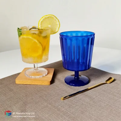 10oz Wine Glass Polycarbonate Unbreakable Plastic Cup clear Party Wedding Camping Home Stackable Striped Cup