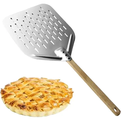 12 Inch Pizza Shovel Metal Non-stick Pizza Peel With Wood Handle Transfer Tray for Homemade Baking Pizza Cake Bread Pizzas Tools