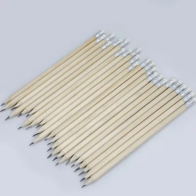 Custom Logo Wood Pencils Unbreakable Graphite With Eraser Round Shaft for Student School Hotel Promotional Use