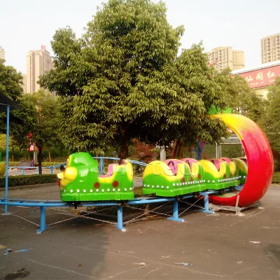 Best-selling New Outdoor Steel Big Green Caterpillar Fruit/insect-themed Small Roller Coaster Thrill Ride 18 Persons United