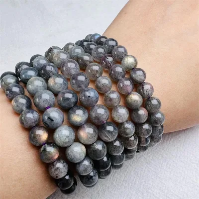 Wholesale Natural Stone Quartz Crystal Beads Bracelets Purple Labradorite Crystal Bracelets Bangle