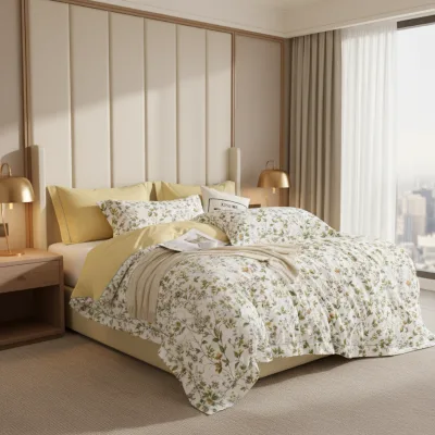 Reversible Printed Polyester Filled 3-Piece Quilts Bedspreads Set All-Season Bedding