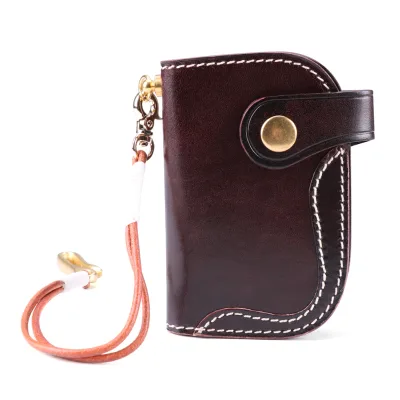DUJIANG Cowhide Key Wallet Card Wallet Key Ring Leather Belt Bag Waist Car Key Chain Wallet
