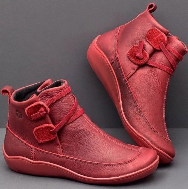 New Styles Ankle Boots Winter Buckle Strap Short Boots for Women Flat Leather