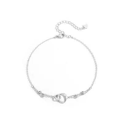 Mbius Anklet Women Korean Style Light Luxury Geometric Wedding Foot Chain Rhodium Plated Gift Foot Jewelry 925