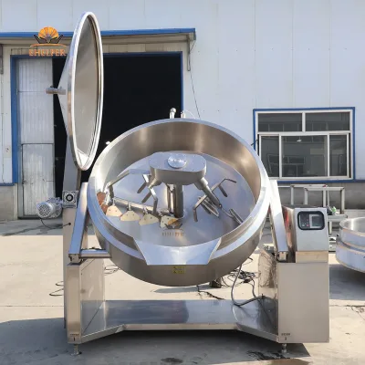 CE 400-600L High Viscosity Sauce Mixing Pot No Lumps Industrial Tilting Planetary Cooking Kettle Caramel Jam Ghee Marmite Maker