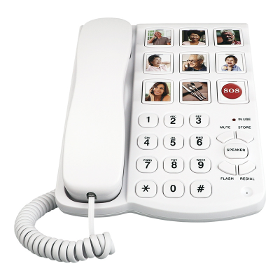 Big Button Corded Telephone With Speaker for Seniors Amplified Utton Touch SOS Picture Landline Phone for Old People With Number