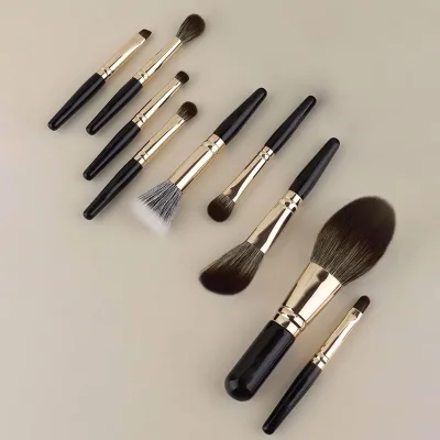 9Pcs Eco Friendly Vegan Professional Black Mini Makeup Brush Sets Custom Tool Kit Makeup Brushes for Beginner