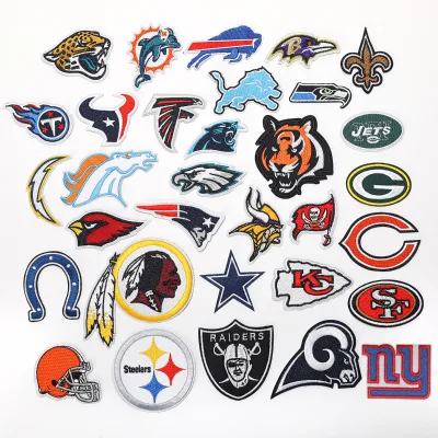 Football Team Iron on Patches Embroidered Logo Embroidery Patches for Hats Shirts
