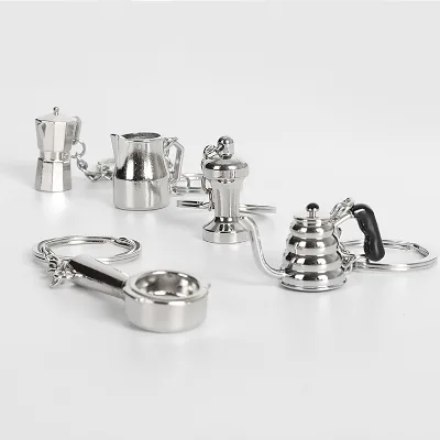 Creative 3D Coffee Key Chain Custom Processing logo Metal Alloy Keychains Metal Keychain Custom