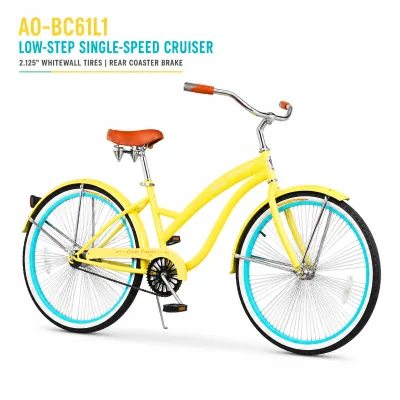 Vintage Retro Orange Anti-slip Rubber Grips Stable Metal Kickstand 26 Inch Casual Daily commuter bicycle