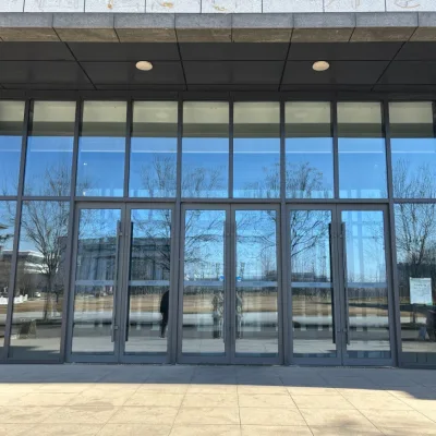 Modern High Quality Aluminum Exterior Front Doors Double Glazed Grid Design Glass Doors for House