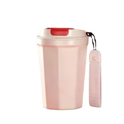 Coffee Tumbler With Lid and Nylon Lanyards Portable Coffee Cup  390ml Thermos Ceramic Inner Liner