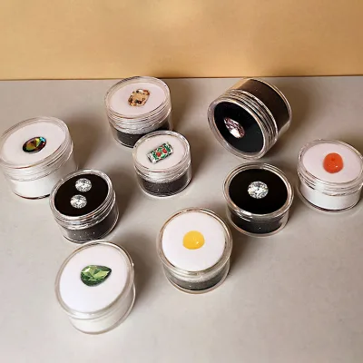 Acrylic Round Box Counter Exhibition Transparent Bare Stone Box Bare Diamond Color Jewel Box Tray Display with Cover
