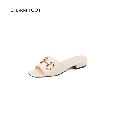 2021 Summer Low-heeled Flip Flops Women's Shoes Big Size