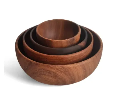 Round Wooden Serving Bowl Salad Bowl