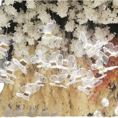 Wedding High Brightness 10 Iron Brushed Butterfly Chandelier LED AC String Light for Hall and Window Decoration