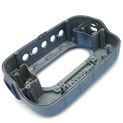 Custom Non-Standard Blue Plastic Bluetooth Speaker Housing Injection Molded Audio Device Enclosure Control Holes Grille Cutout