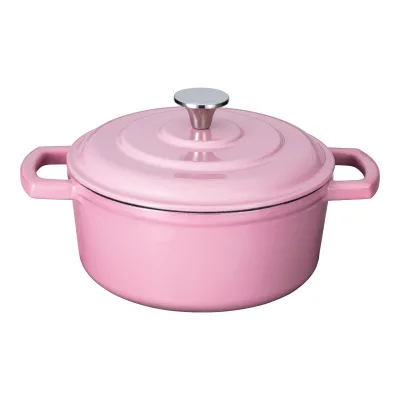 Factory Direct Sale Dutch Oven Cooking Pots Non Stick Enameled Dutch Oven with White Pastel Color