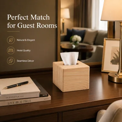 Tissue Paper Box Wood Tissue Box with Natural Grain for Premium Hotel Room Accessories